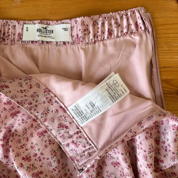 Y2K Hollister Pink Small floral satin Mini skirt lined Fairy - Picture 5 of 7